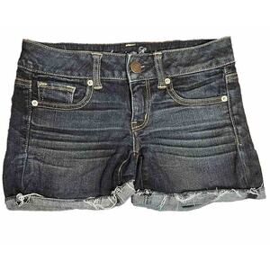 American Eagle Shorts Women’s Size 2 Blue Stretch Zip 5 In Inseam